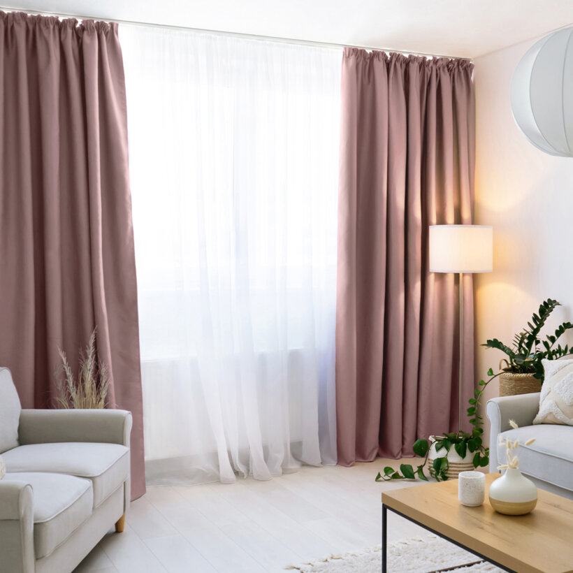 Blackout Verdunkelungsvorhang mit Satin-Glanz - puderrosa