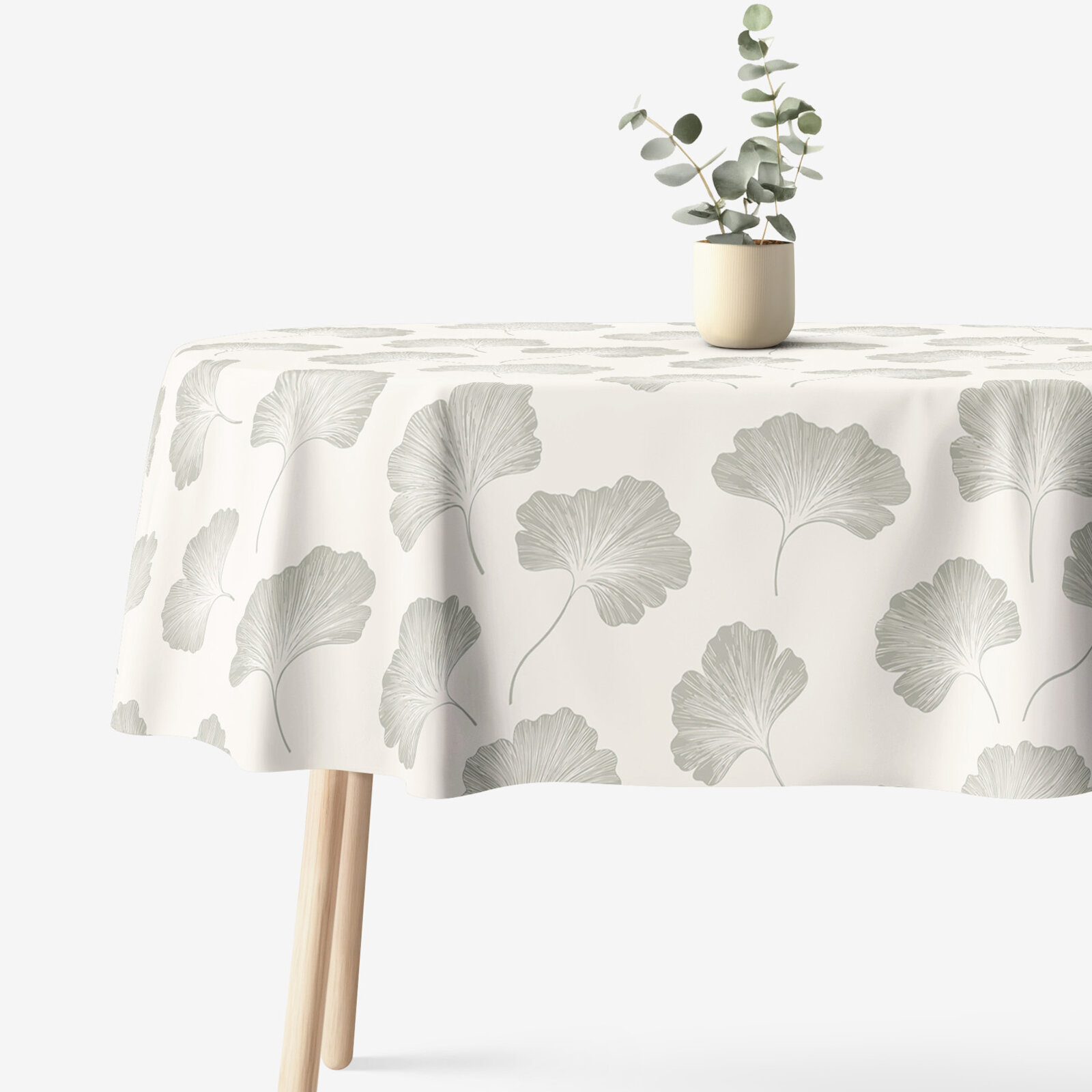 Ovale Tischdecke aus 100% Baumwolle - Ginkgoblätter