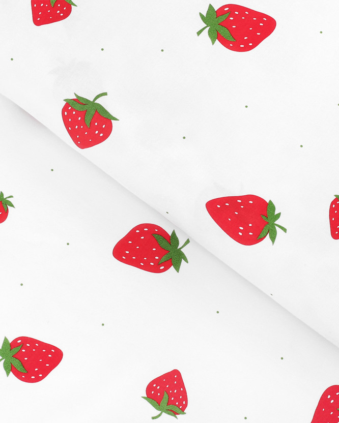 Baumwollstoff - frische Erdbeeren