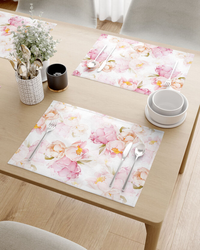 Tischset 100% Baumwolle Deluxe - blühende Pfingstrosen - 2 Stück