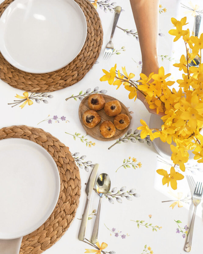 Ostern Eckige Teflon-Tischdecke - Weidenkätzchen