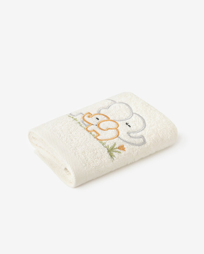 Kinder-Frottierhandtuch - Elefanten auf Creme