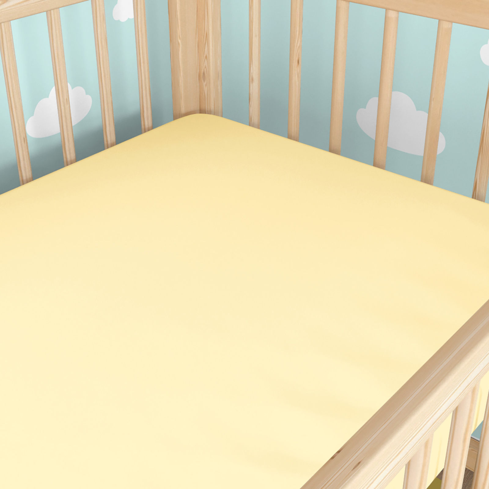 Spannbetttuch aus Baumwolle für Babybetten - Bananenfarbe