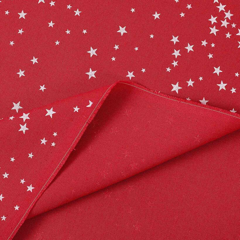 Weihnachtsstoff Valencia - Sterne auf rotem Hintergrund
