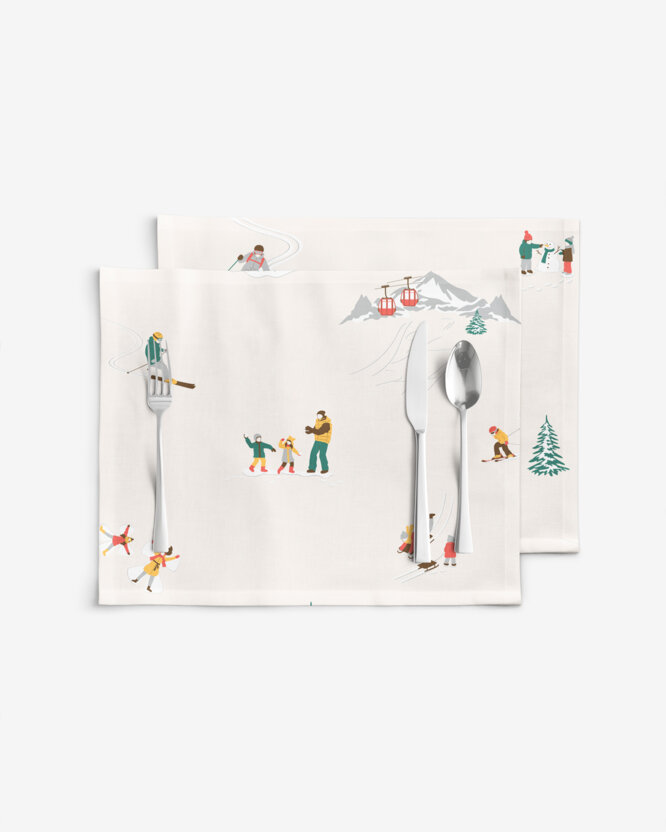 Weihnachtliches Tischset 100% Baumwolle - Winterfreuden - 2 Stück