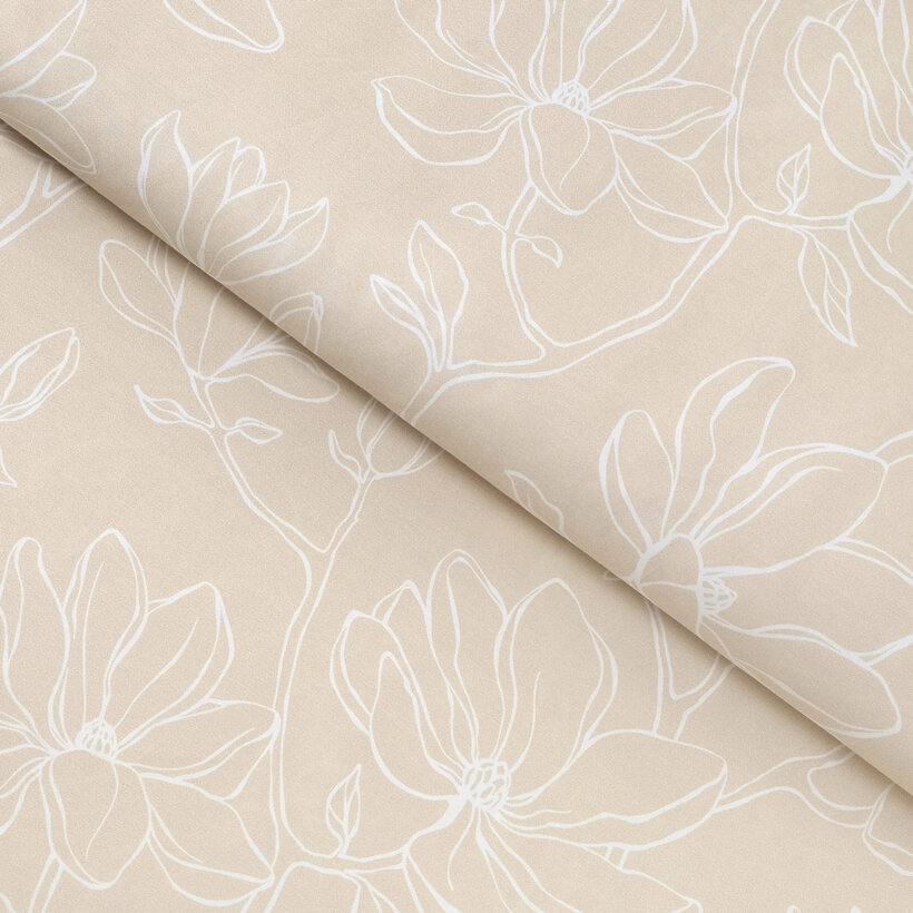 Mako-Satin - Lilien auf Goldbeige