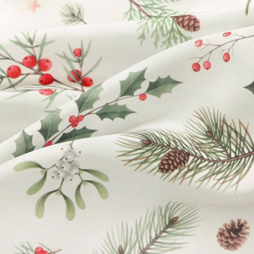 Eckige weihnachtliche Teflon-Tischdecke - Winterzweige