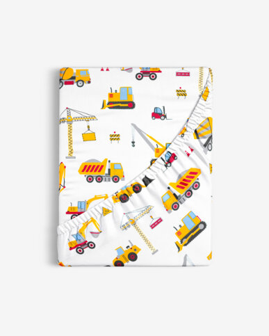 Kinder-Spannbetttuch aus Baumwolle - Lastwagen und Bagger