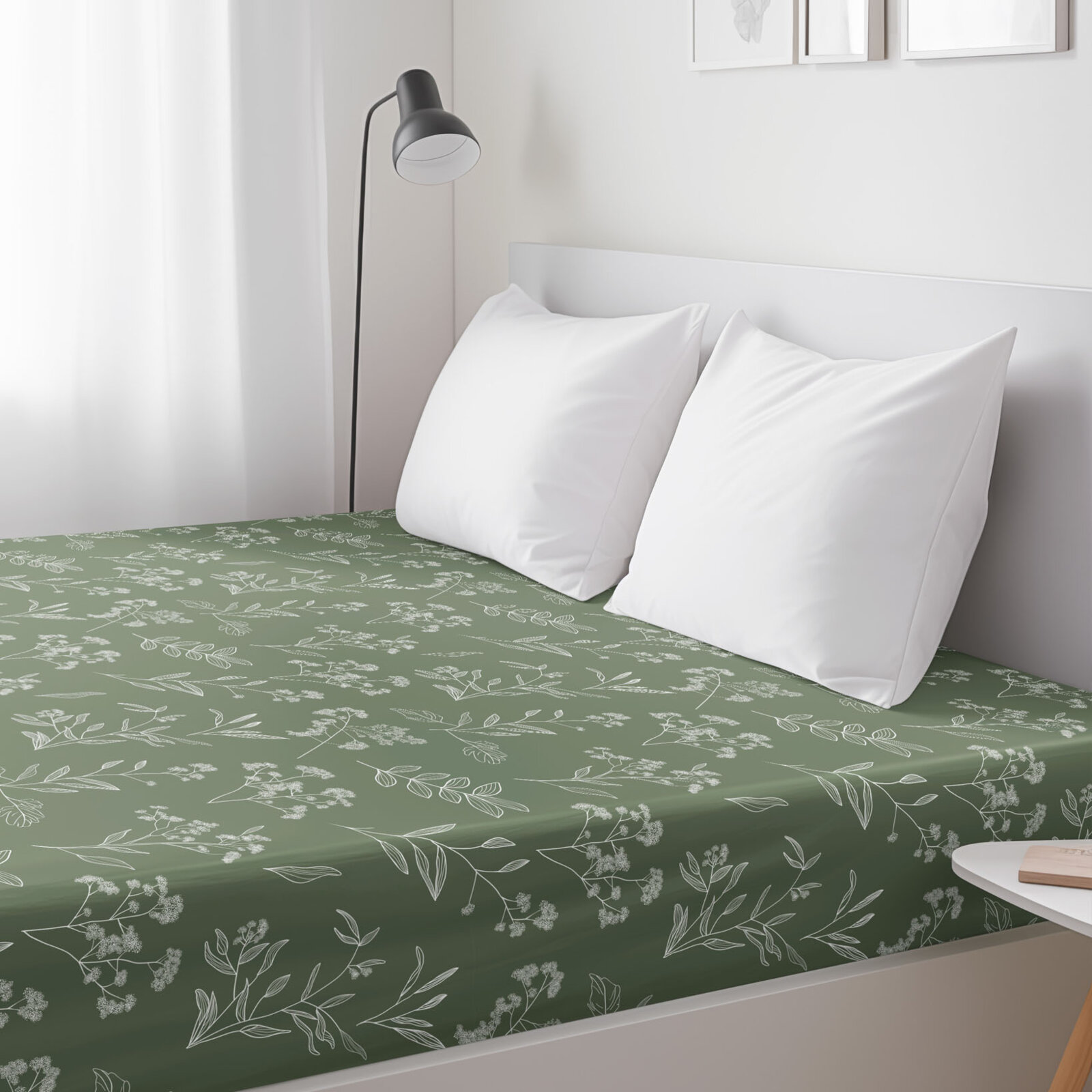 Spannbettlaken aus Baumwolle - Kräuterblätter