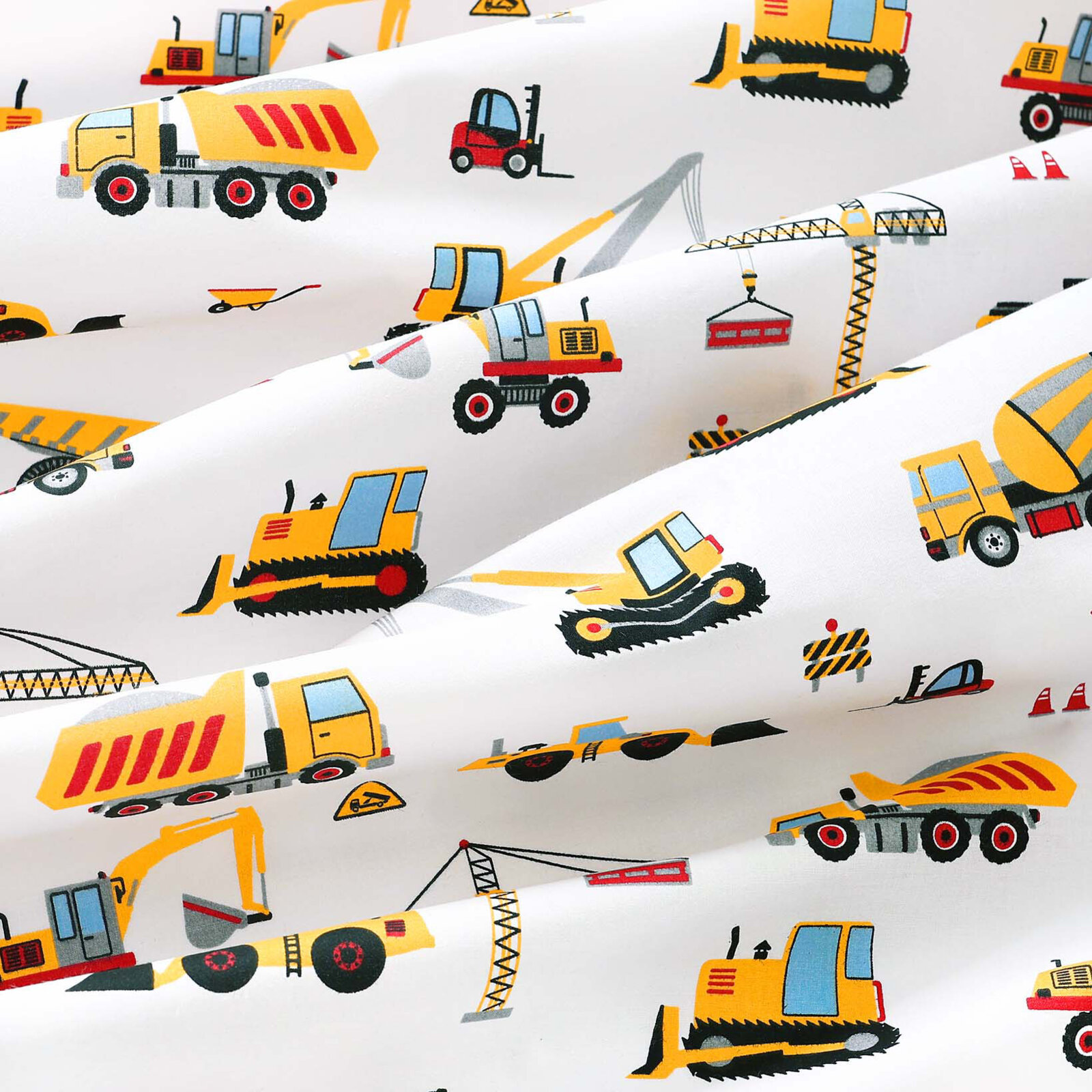 Vorhang aus Baumwolle Kindermotive - Lastwagen und Bagger