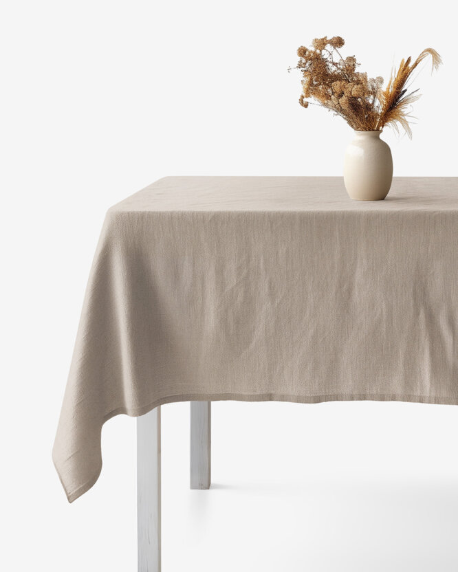 Quadratische Tischdecke aus Leinenmischung - kaffee