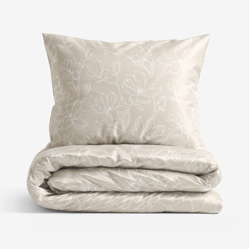 Luxus-Bettwäsche aus Baumwolle-Satin - Lilien auf Latte