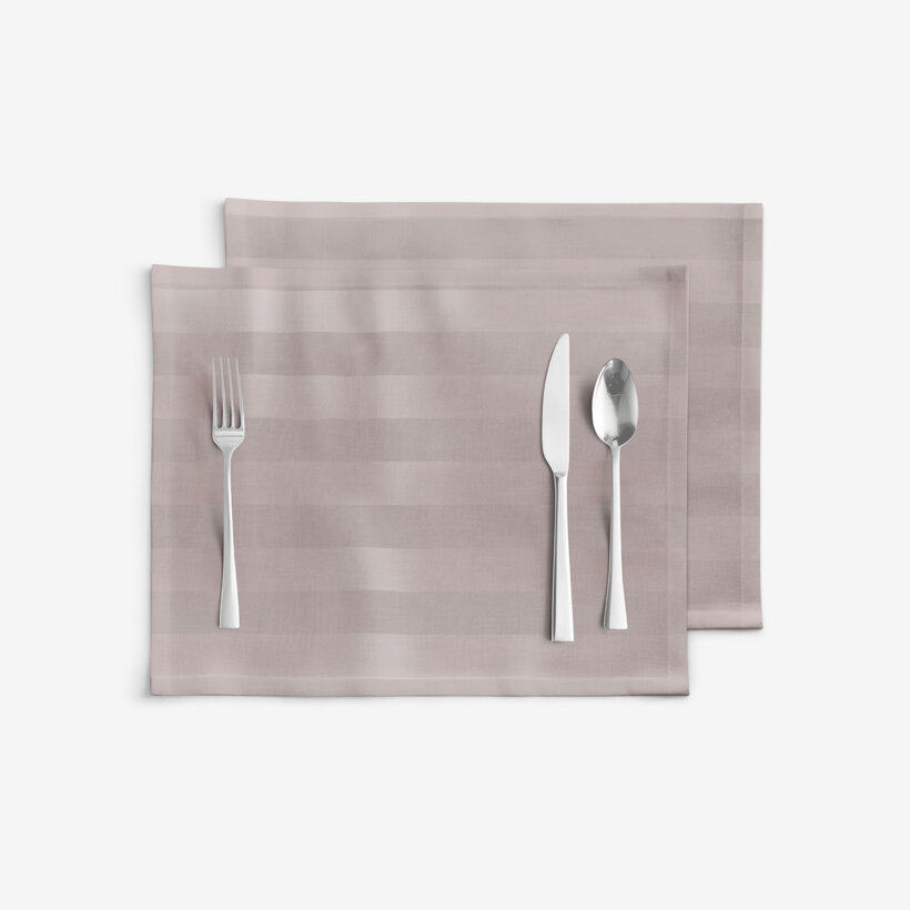 Festliche Damast-Tischset - graubraun Streifen mit Satin-Glanz - 2 Stück