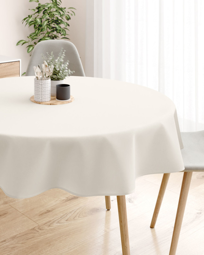 Runde Tischdecke 100% Baumwolle - elfenbein