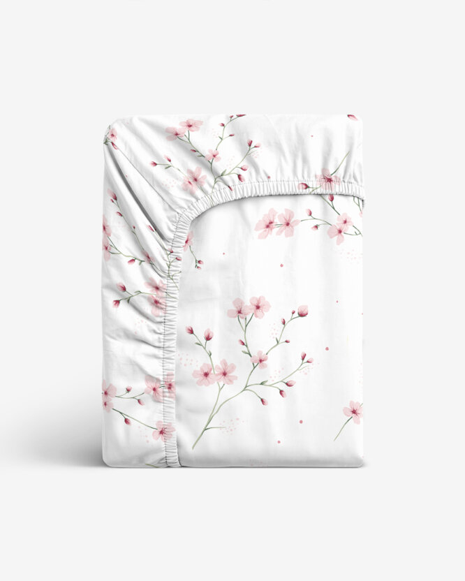 Spannbettlaken aus Baumwolle - Blühende Sakura-Kirschbäume
