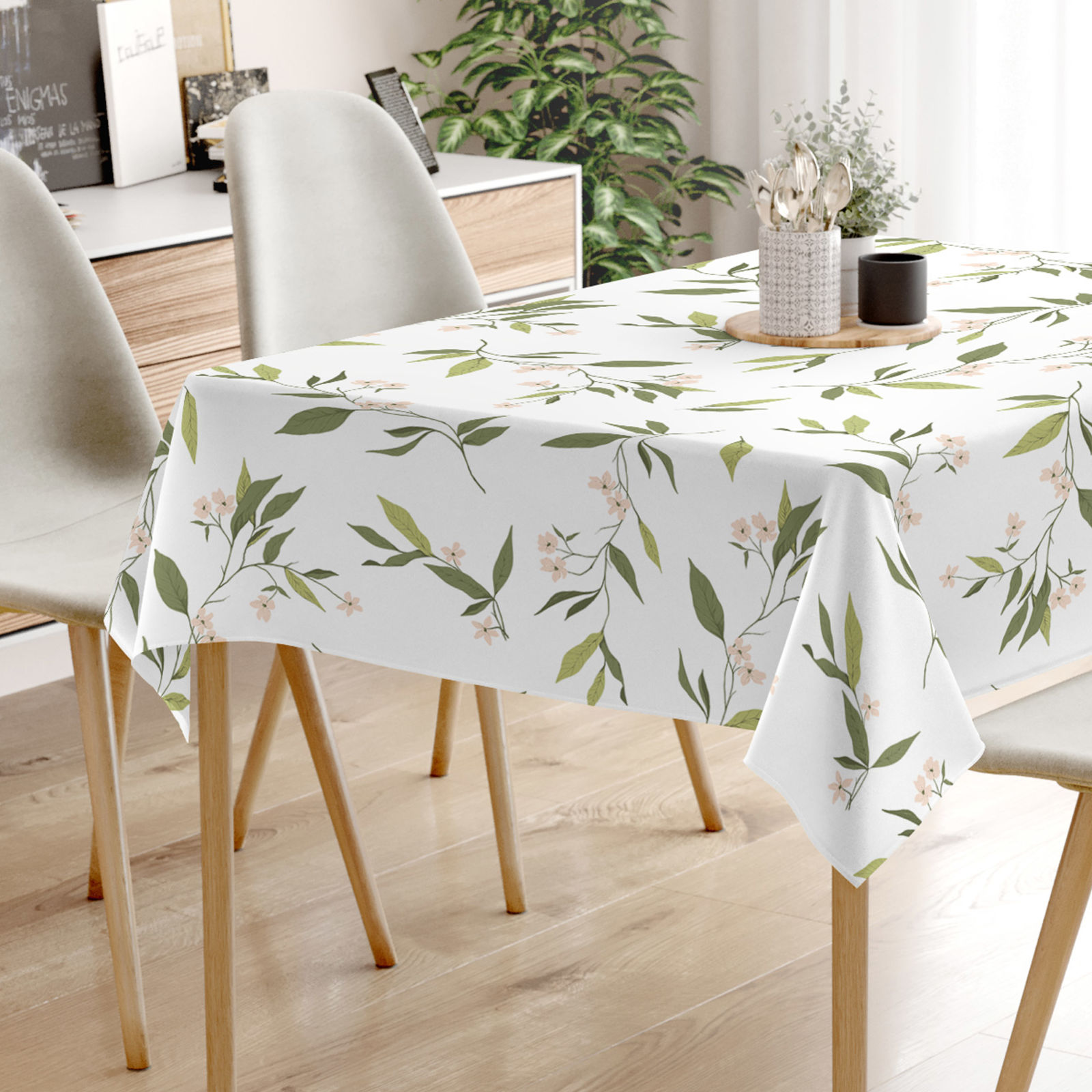 Eckige Tischdecke 100% Baumwolle - Duft nach Jasmin