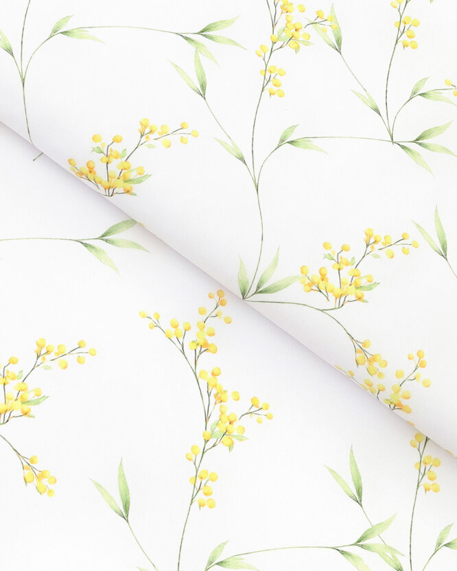 Teflonstoff für Tischdecken - Mimosenblüten