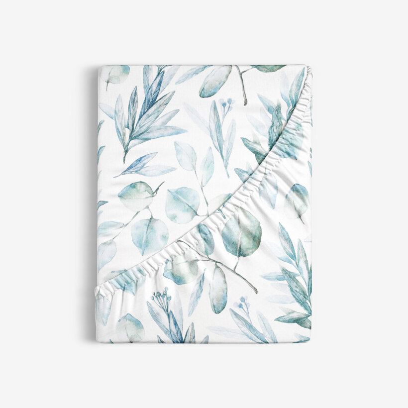 Spannbettlaken aus Baumwolle Deluxe - aquarelle Blätter
