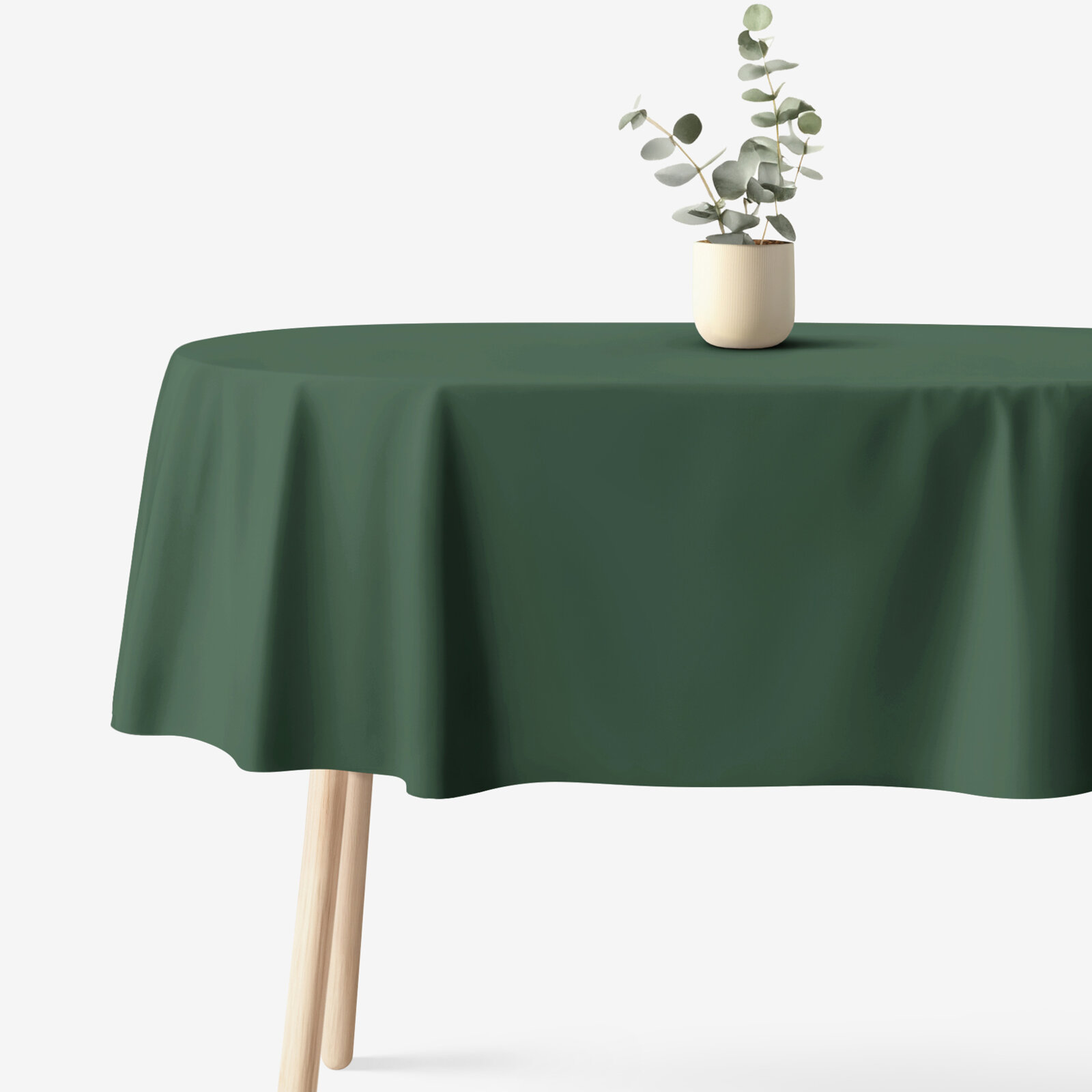 Ovale Tischdecke aus 100% Baumwolle - dunkelgrün