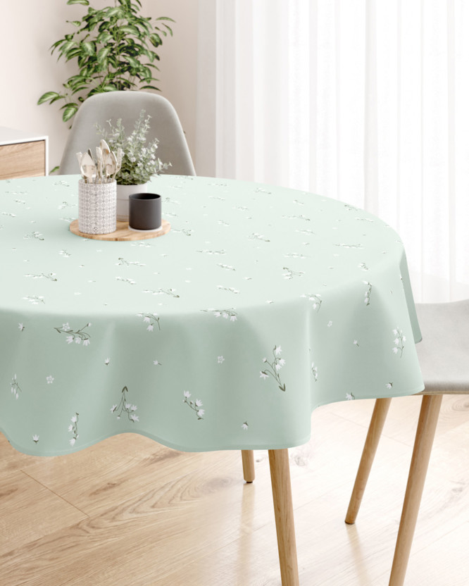 Runde Tischdecke 100% Baumwolle - Maiglöckchen
