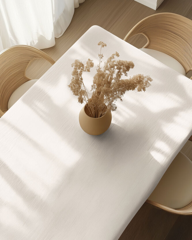 Quadratische Tischdecke aus Leinenmischung - elfenbein