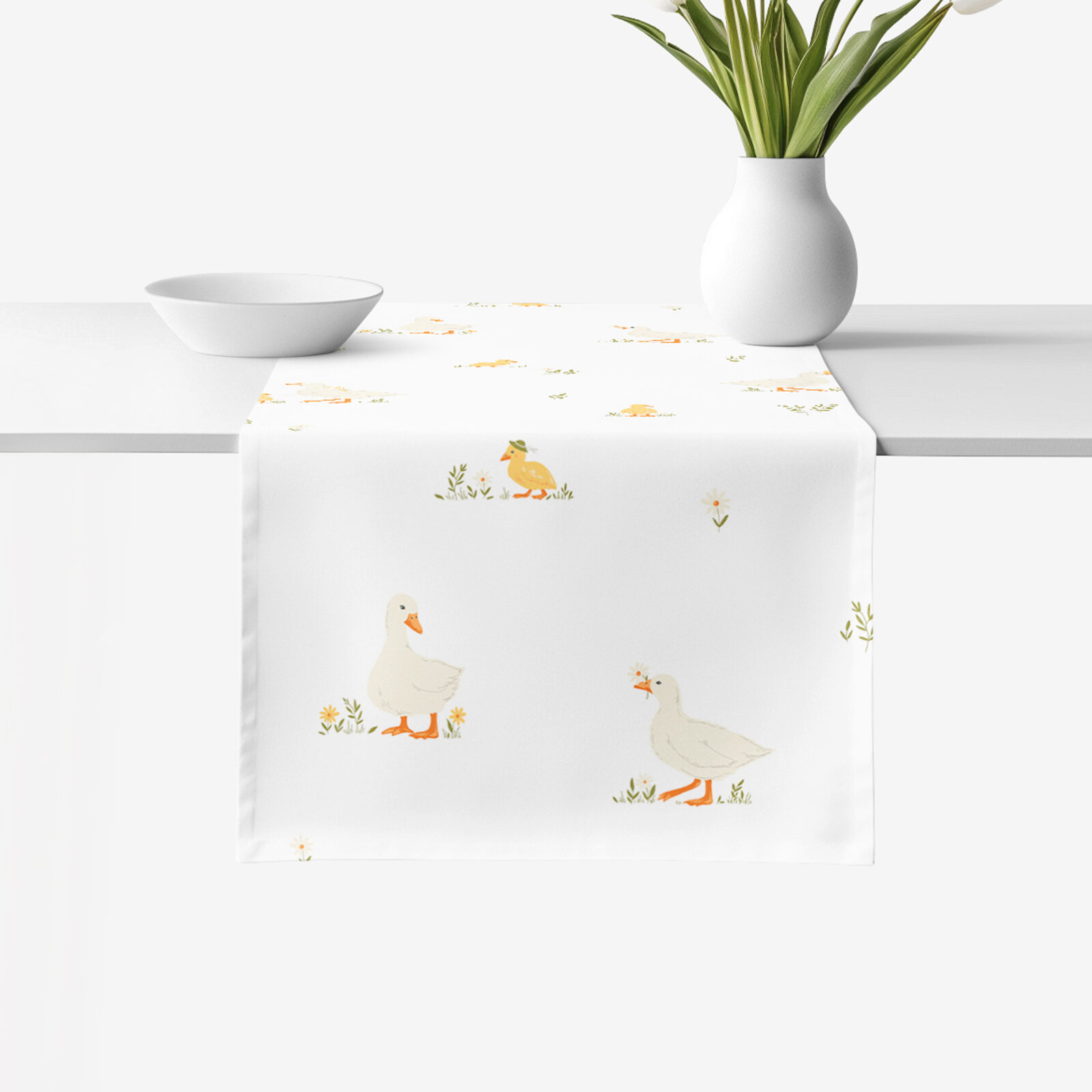 Ostern Tischläufer aus 100% Baumwolle - Enten