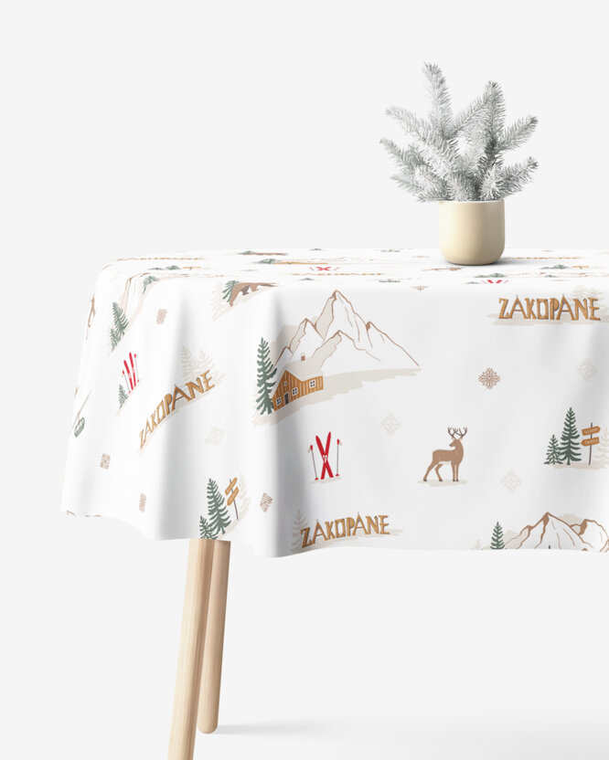 Ovale Weihnachts-Tischdecke aus 100% Baumwolle - Zakopane