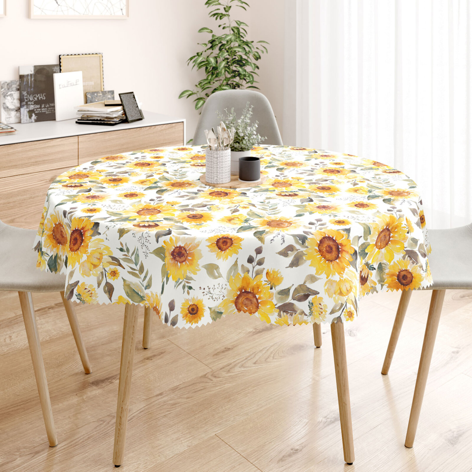 Runde Tischdecke Teflon - Sonnenblumen