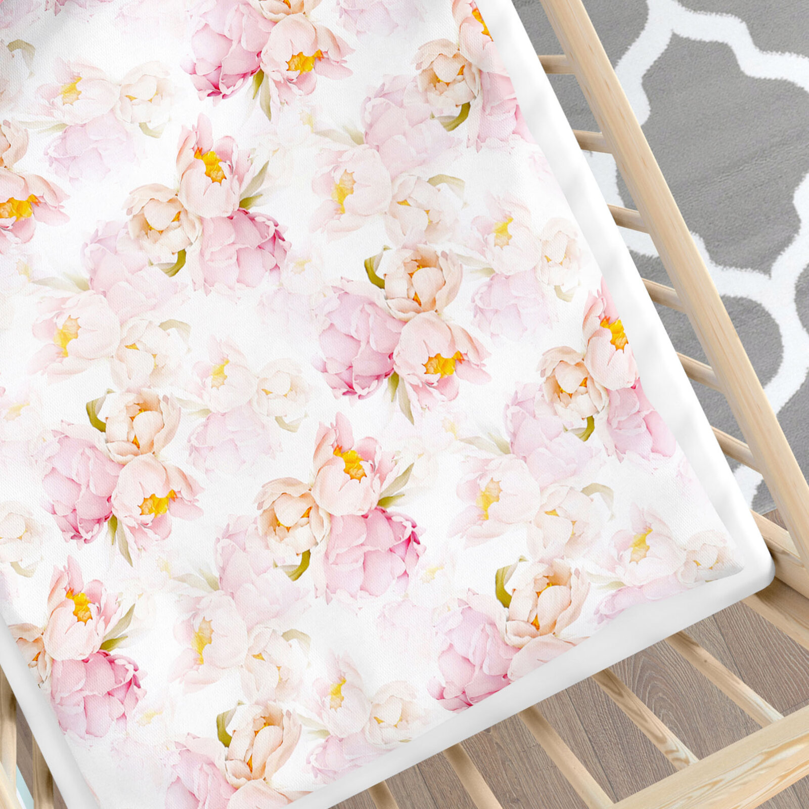 Bettwäsche für Babybetten aus Baumwolle - Blühende Pfingstrosen