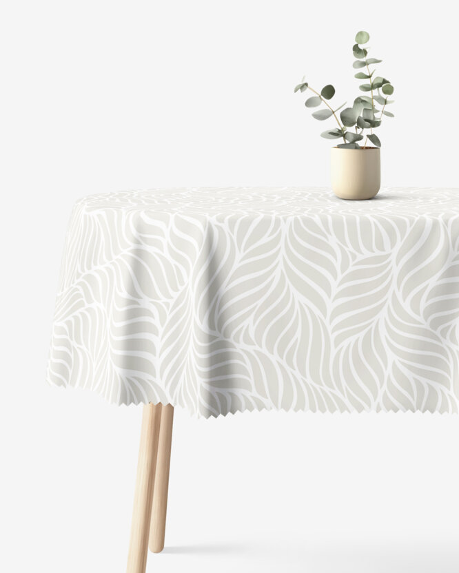 Ovale Tischdecke Teflon - Beige Linien