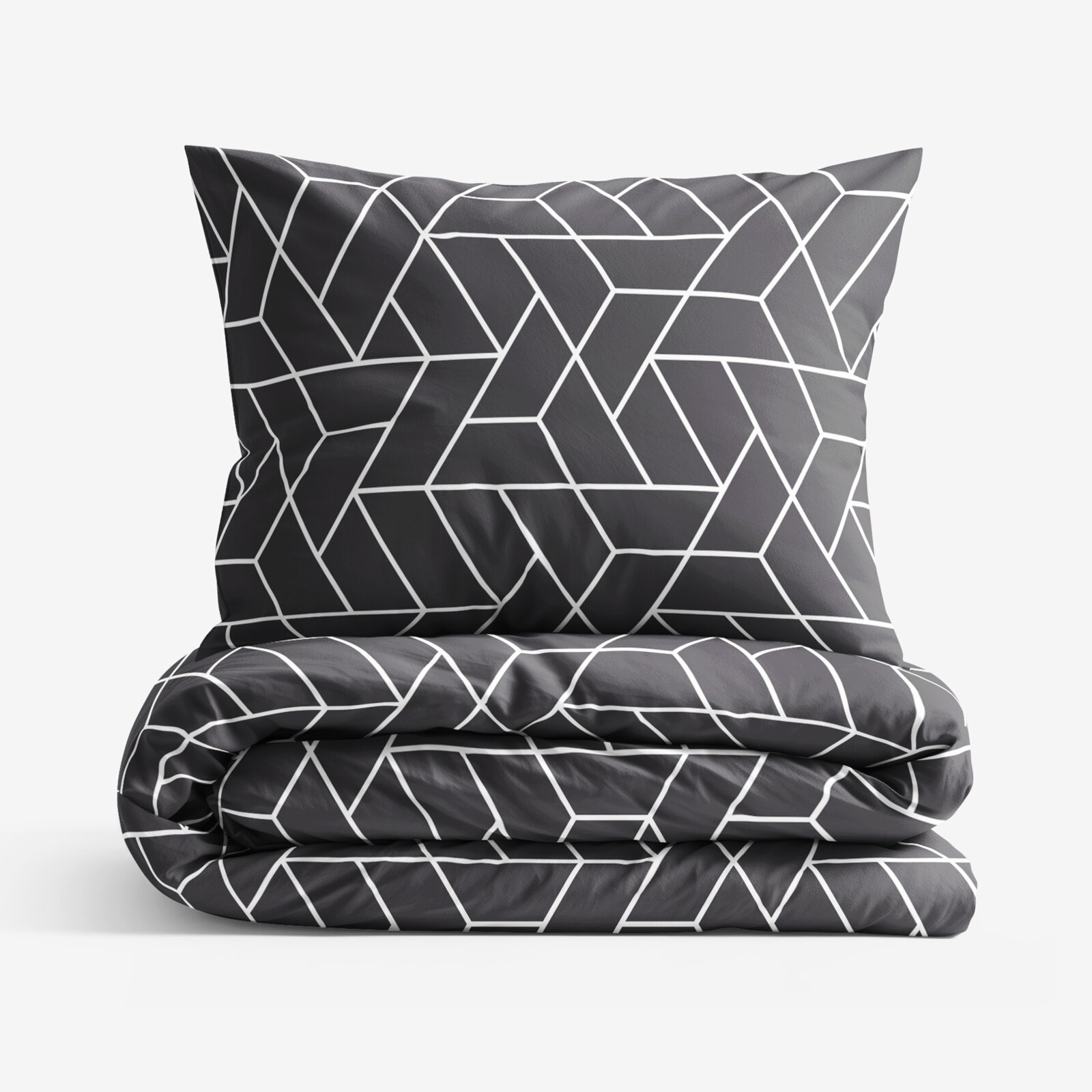Bettwäsche aus Baumwolle - Mosaik auf Dunkelgrau