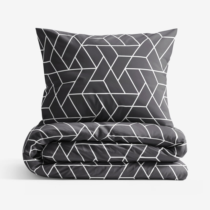 Bettwäsche aus Baumwolle - Mosaik auf Dunkelgrau