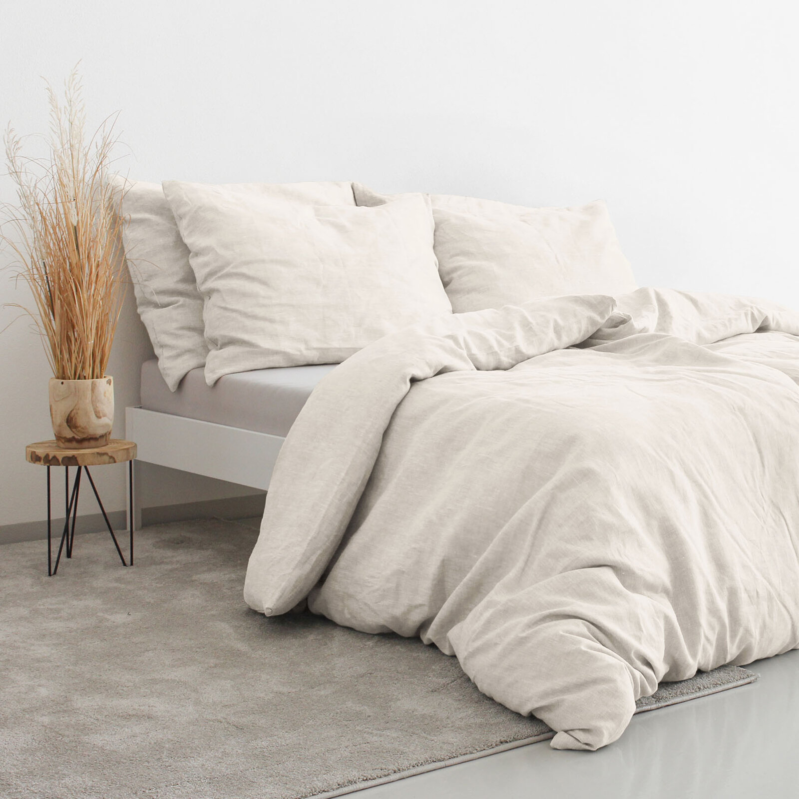 Bettwäsche aus Leinenmischung - elfenbein