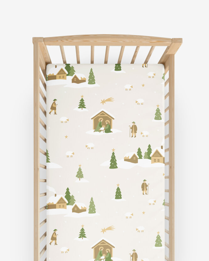 Weihnachtliches Spannbetttuch aus Baumwolle für Babybetten - Weihnachtslieder