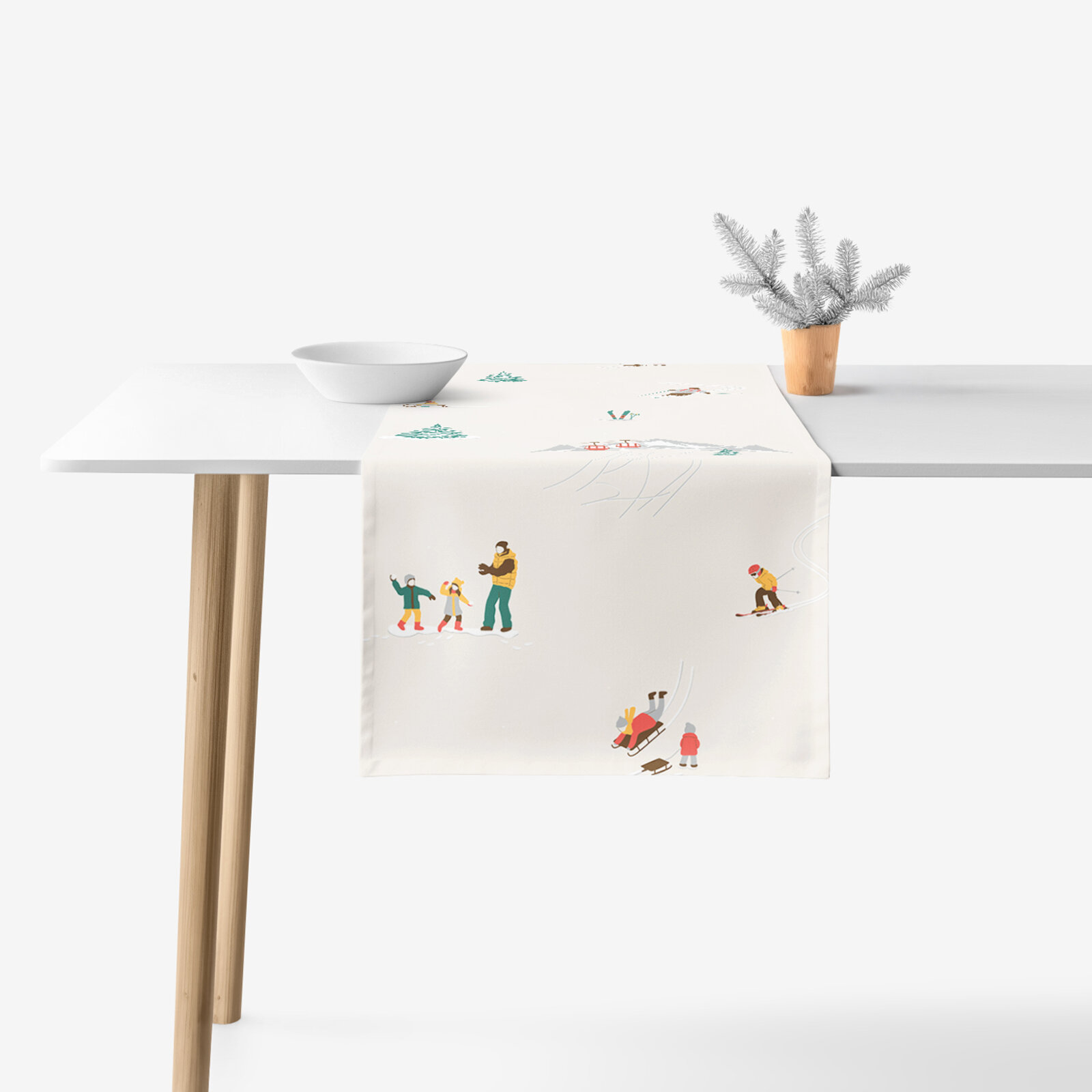 Weihnachtlicher Tischläufer aus 100% Baumwolle - Winterfreuden