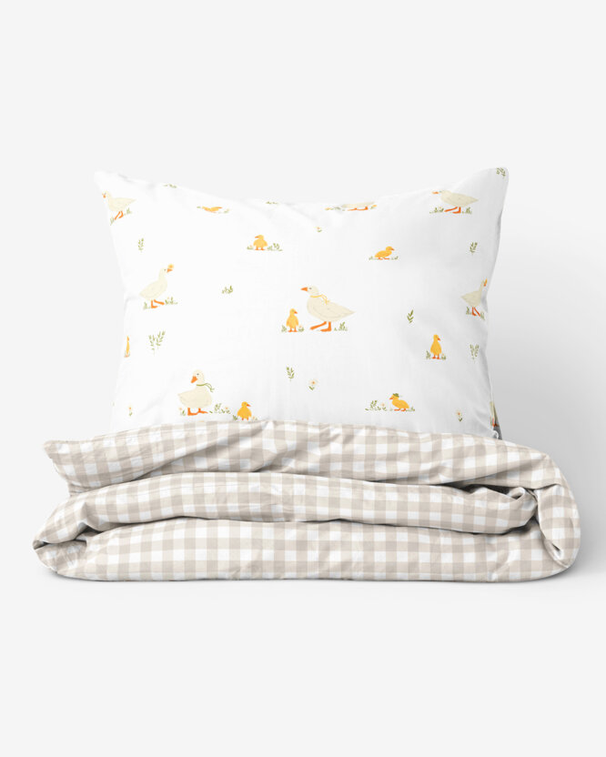 Ostern Bettwäsche aus Baumwolle - Enten mit Latte Würfel