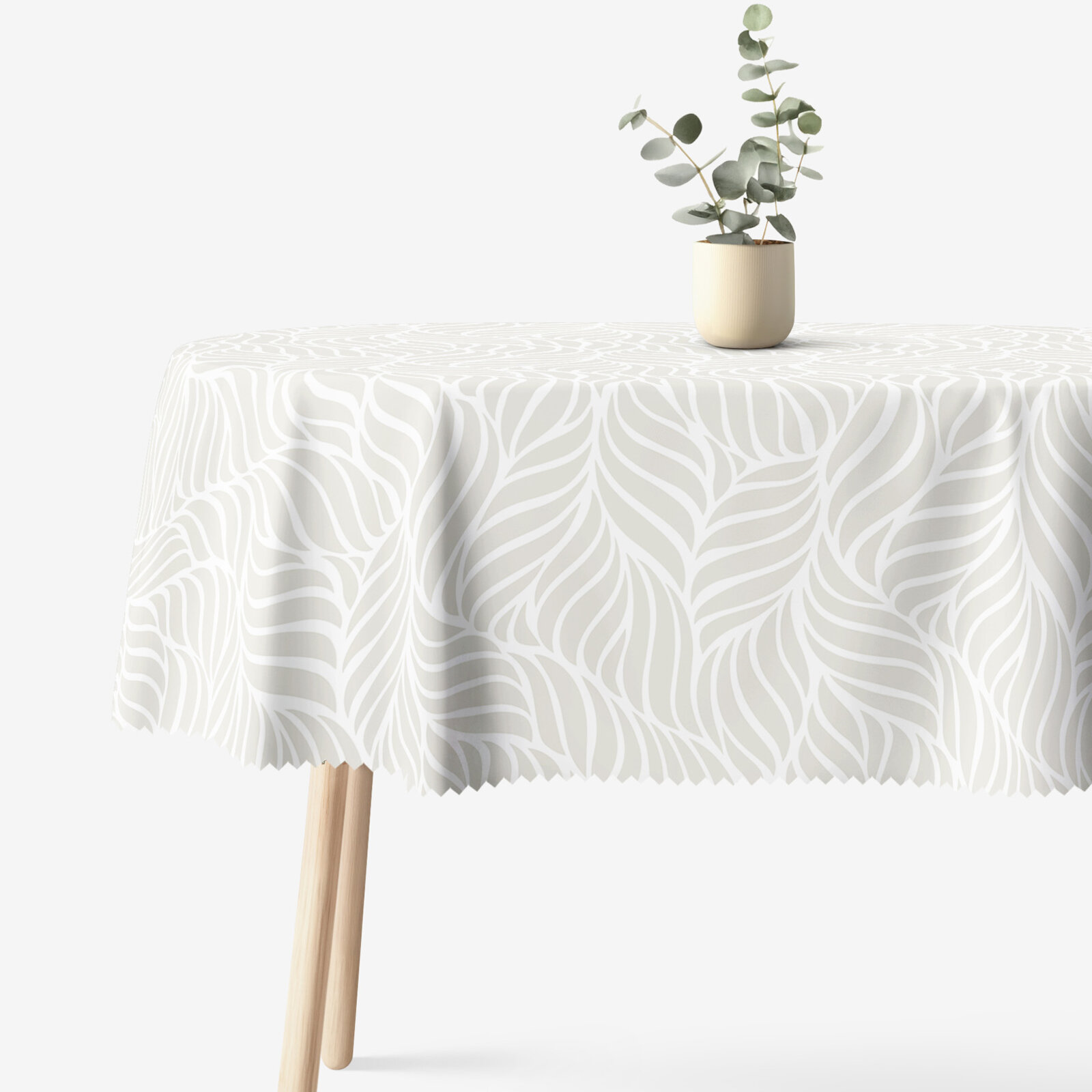 Ovale Tischdecke Teflon - Beige Linien