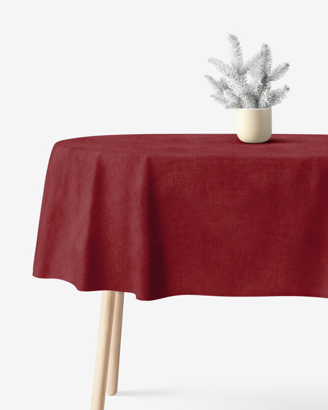 Weihnachtliche ovale Tischdecke Malaga - dunkel rot