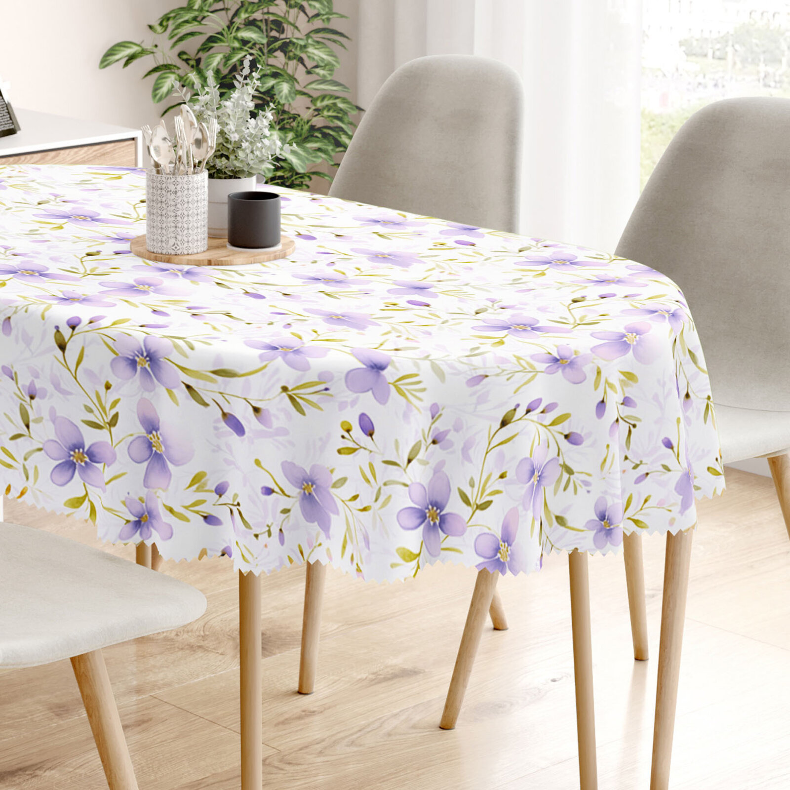 Ovale Tischdecke Teflon - Veilchenblüten