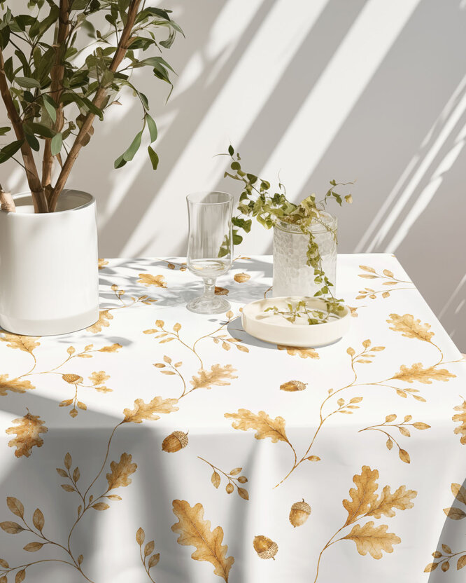 Eckige Tischdecke Teflon - Eichenblätter