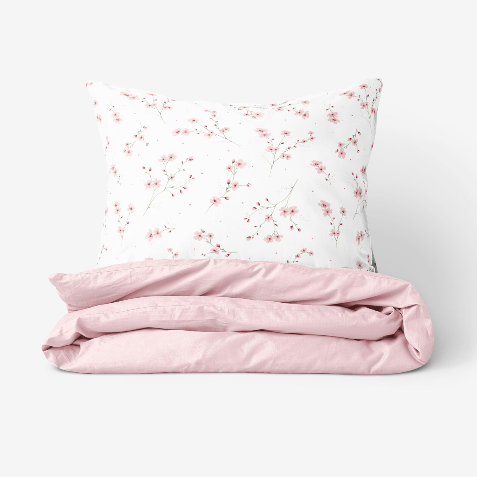 Bettwäsche aus Baumwolle Duo - Blühende Sakura-Kirschbäume mit Puderrosa