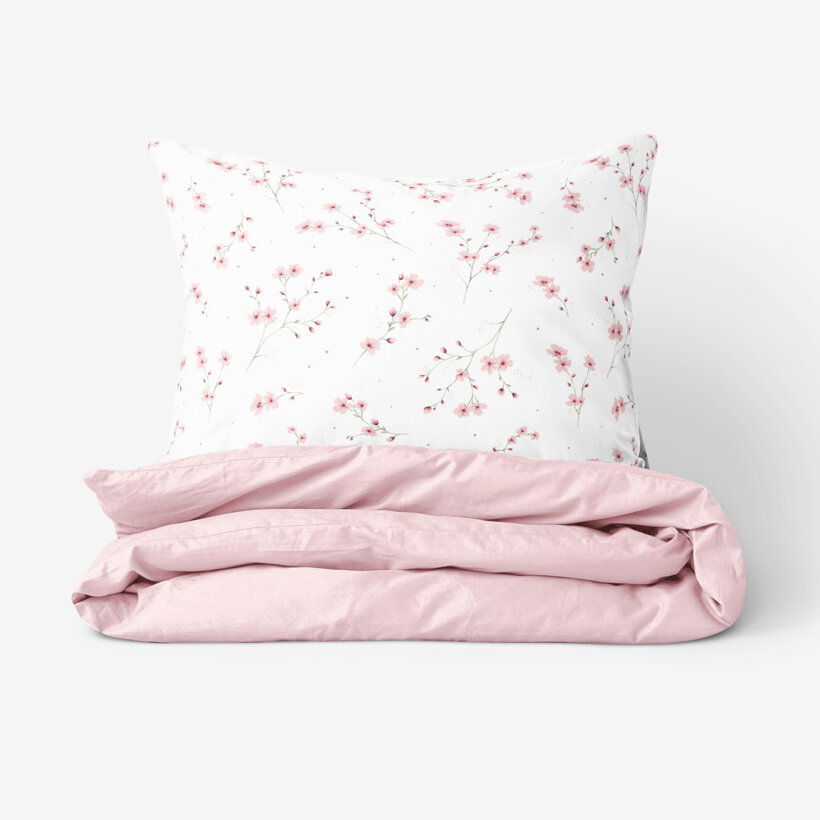 Bettwäsche aus Baumwolle Duo - Blühende Sakura-Kirschbäume mit Puderrosa