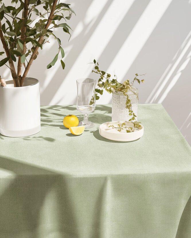 Eckige Tischdecke Malaga - grün natur