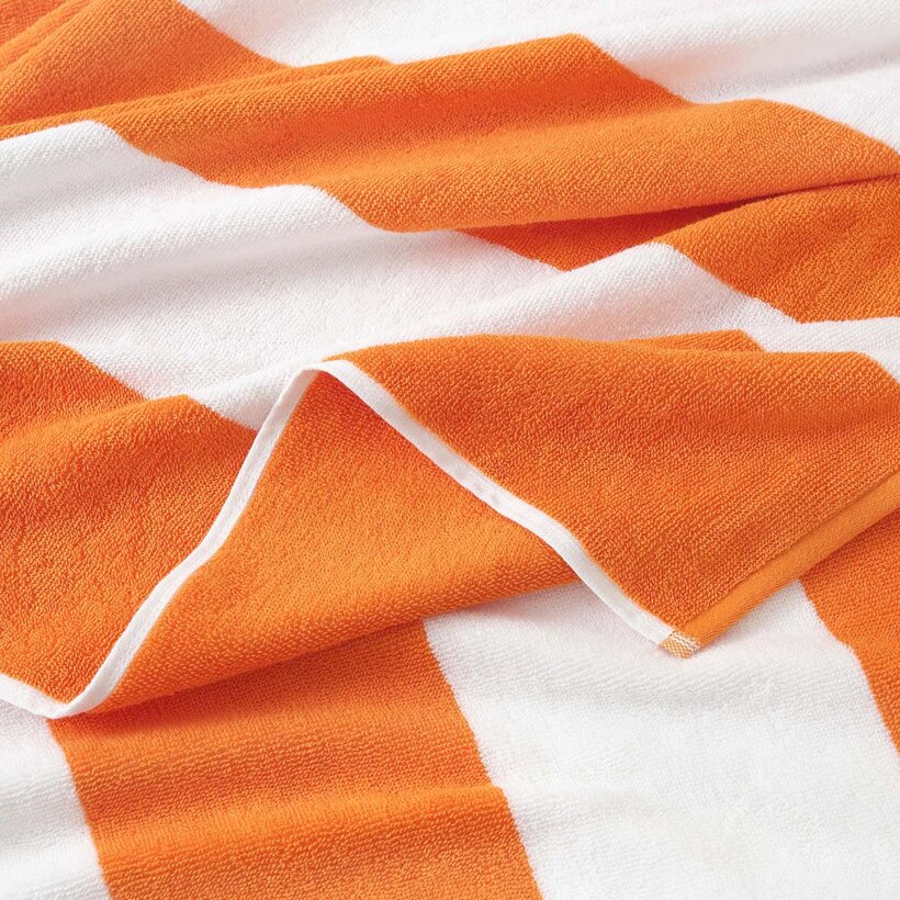 Strandtuch – Neonorange mit weißen Streifen
