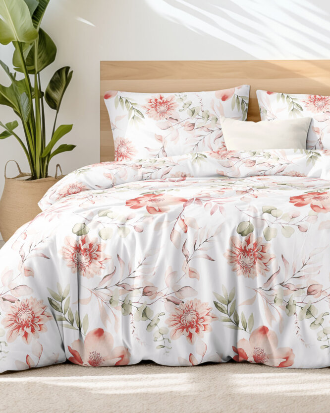 Bettwäsche aus Baumwolle Deluxe - aquarelle Blumen