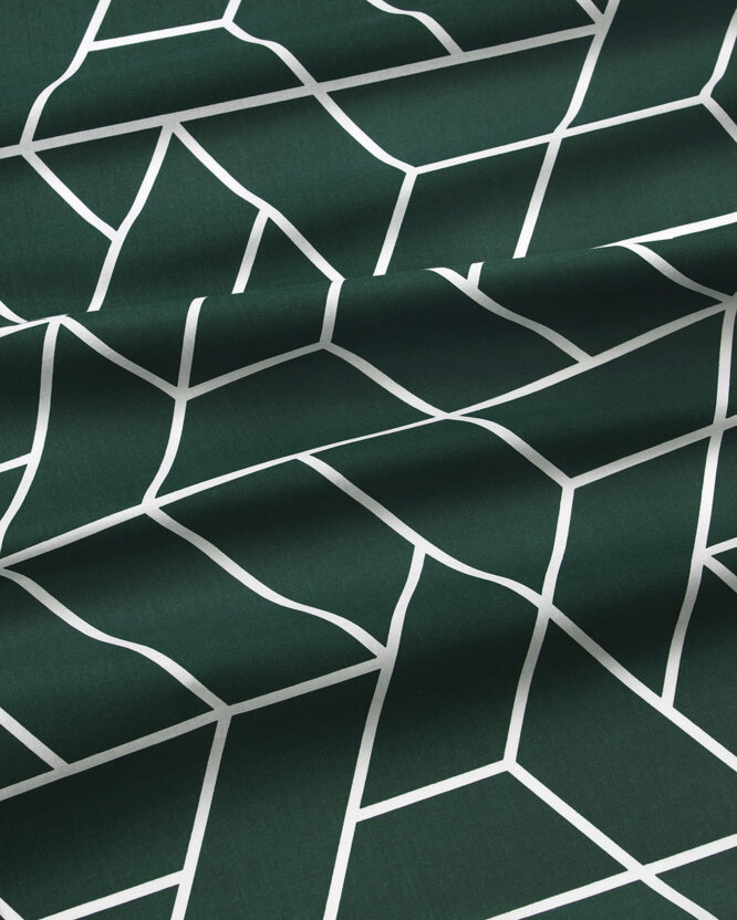 Baumwollstoff - Mosaik auf Dunkelgrün