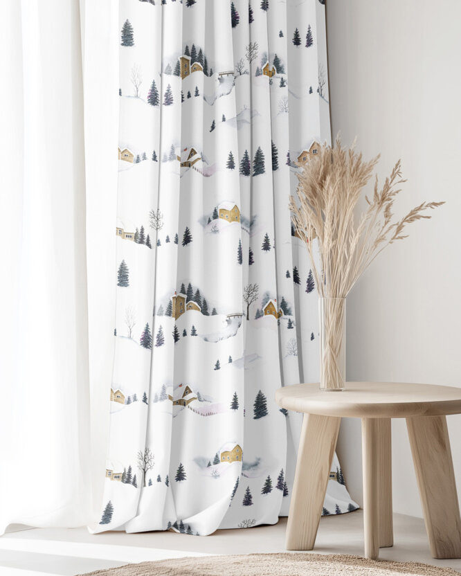 Weihnachtlicher Dekorativer Vorhang – Winterlandschaft