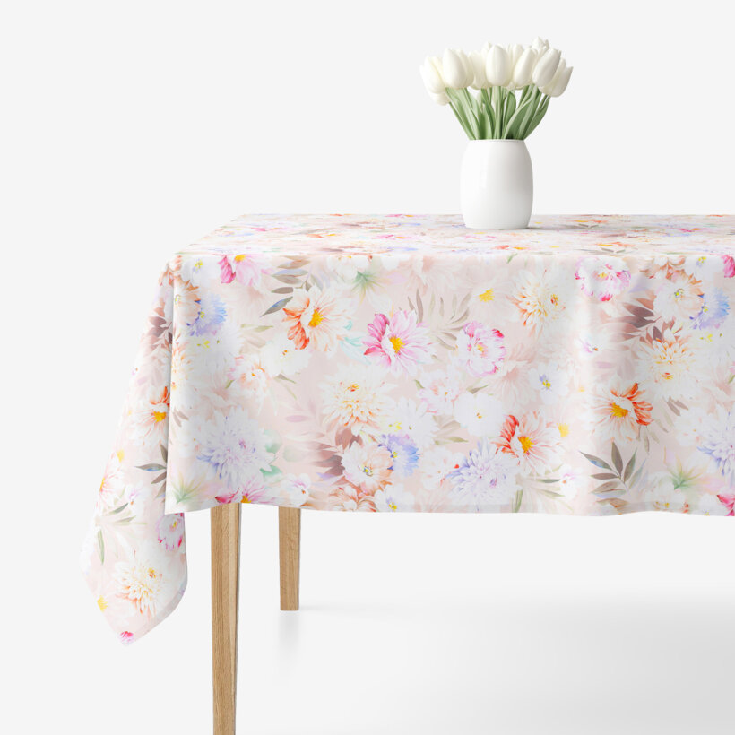 Eckige Tischdecke 100% Baumwolle Deluxe - wilde Blumen
