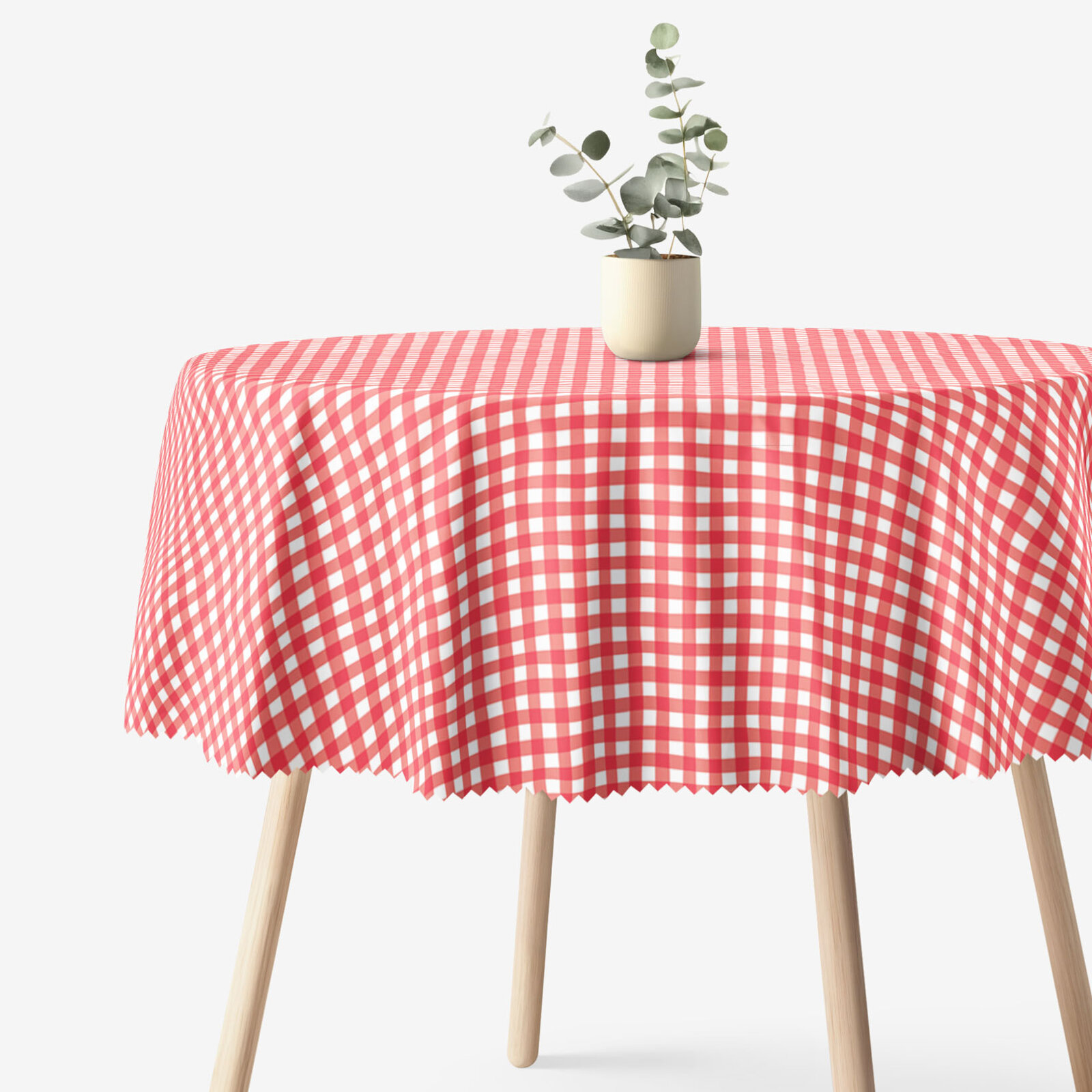 Runde Tischdecke Teflon - rote Würfel