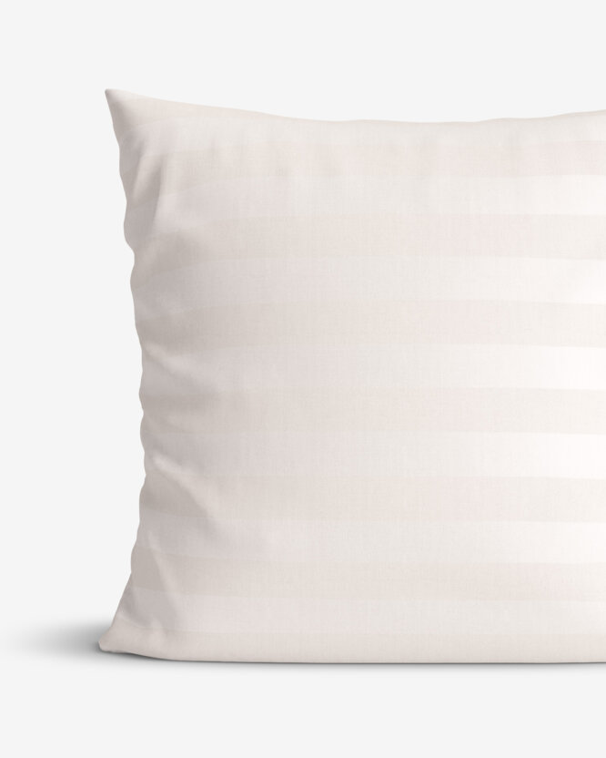 Kissenbezug aus Damast - creme Streifen mit Satin-Glanz
